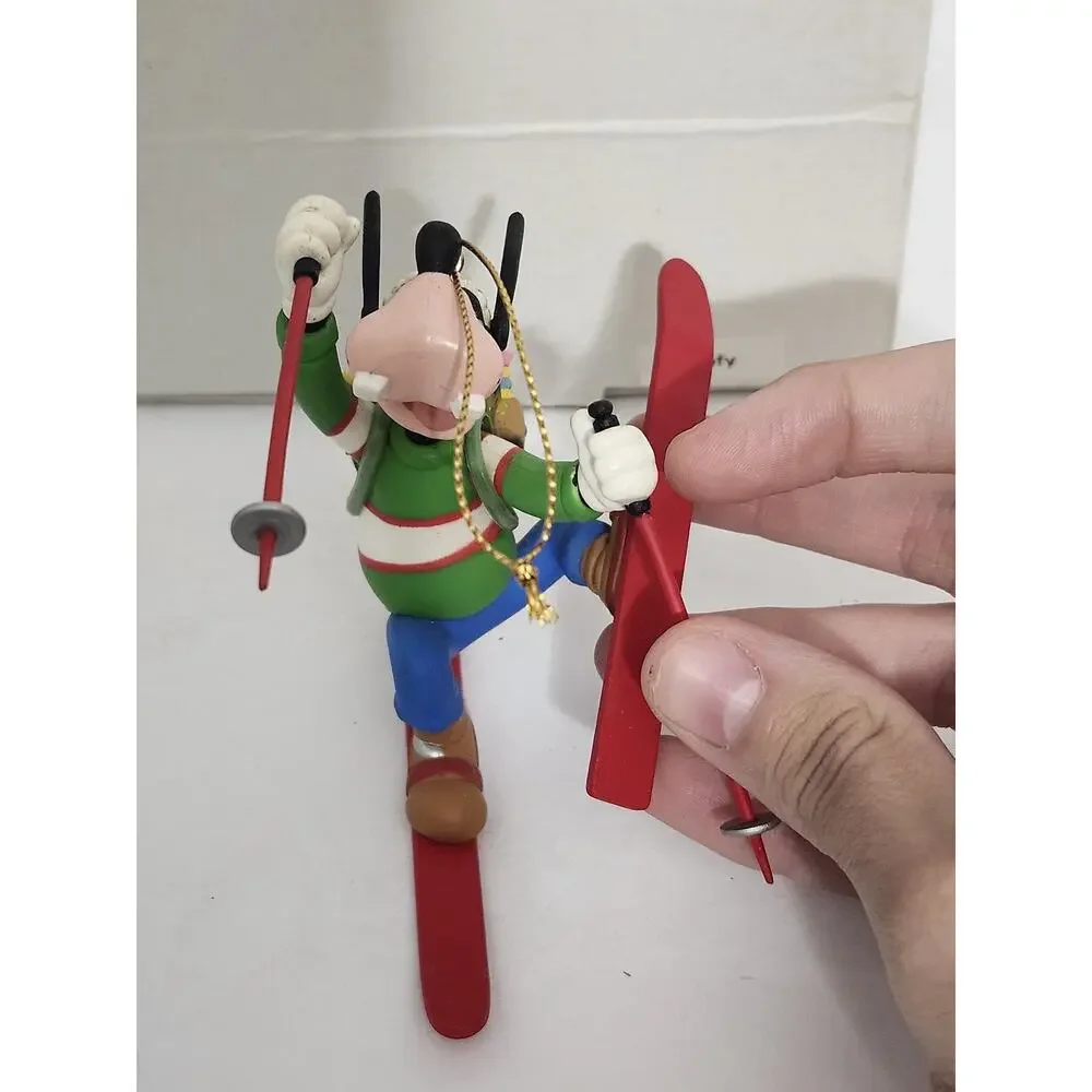 Vintage Disney Goofy Christmas Ornament Boxed Holiday Skiing Figurine